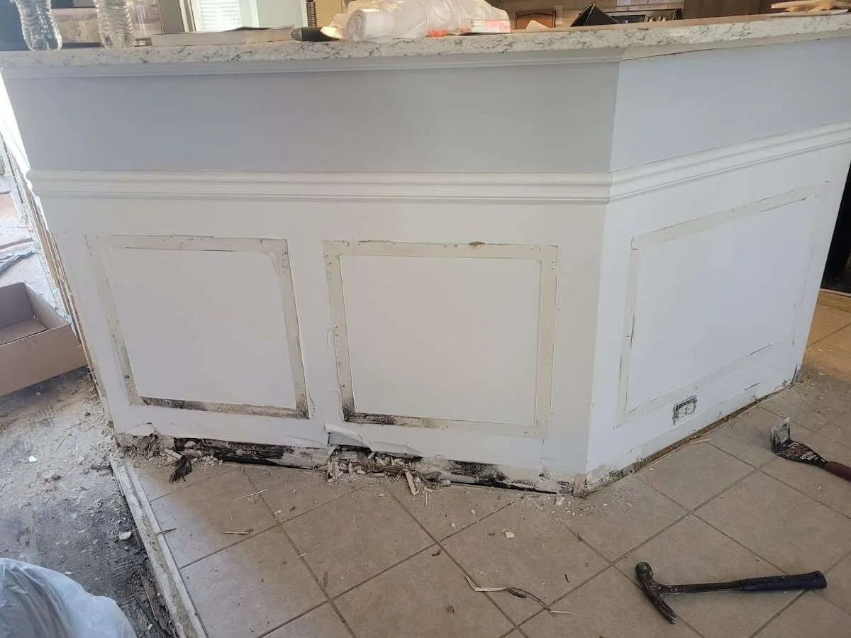 Water damage and mold on kitchen during Storm Damage Restoration in Cottonwood